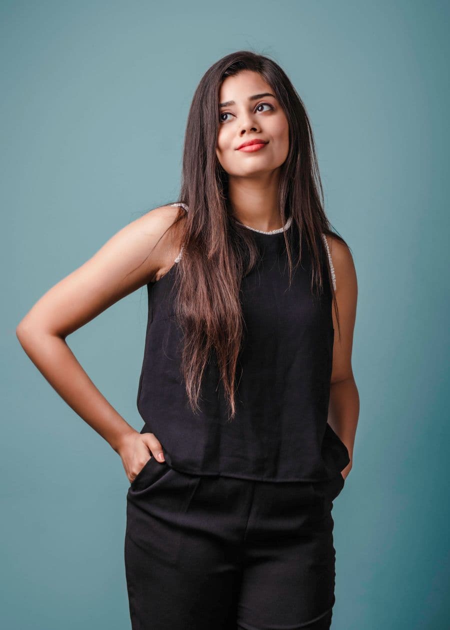 Black Sleeveless Linen Top, view 1