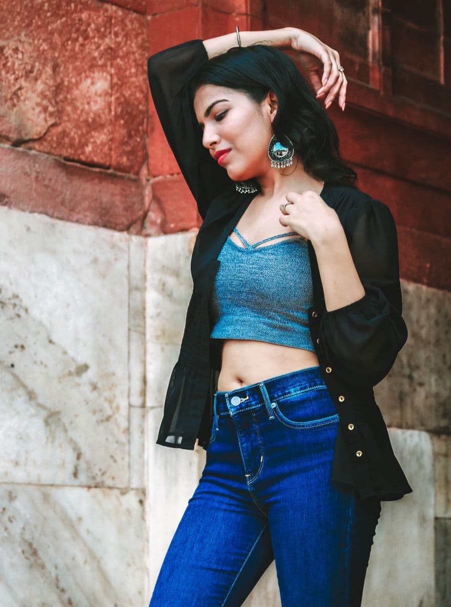 Teal Cropped Fusion Top, view 1