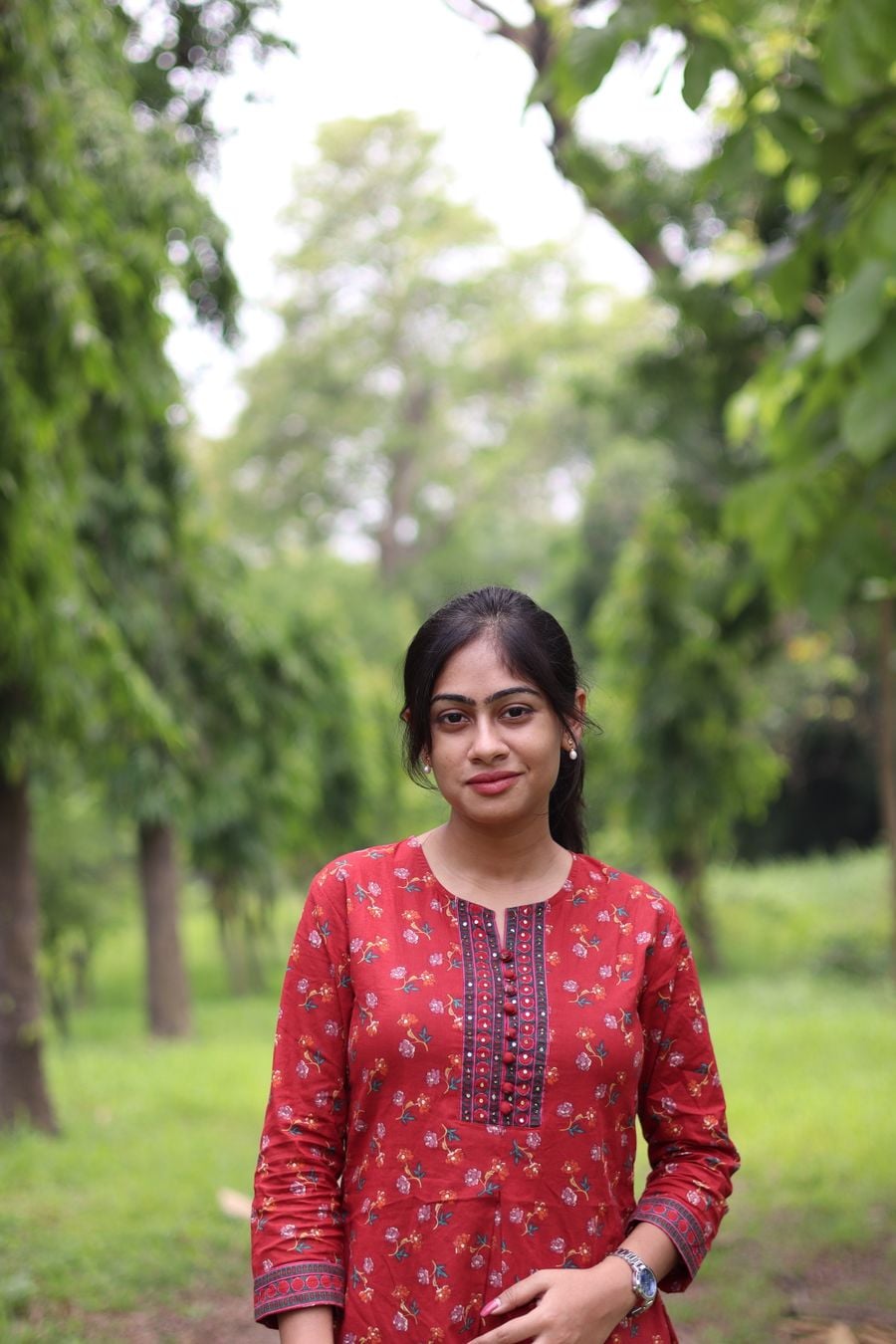 Scarlet Thread-Work Straight Kurta, view 1